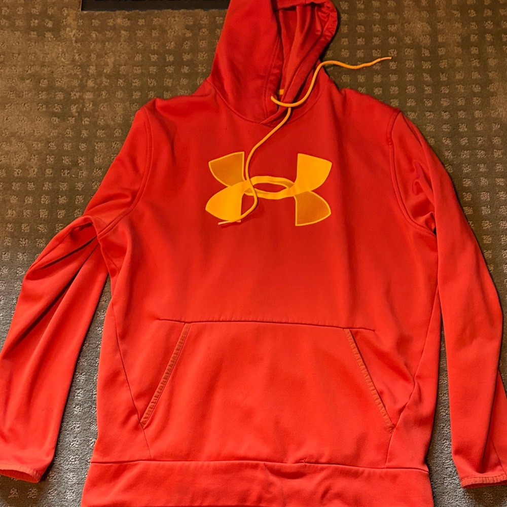 Under Armour Scarlet Hoodie with Golden Emblem